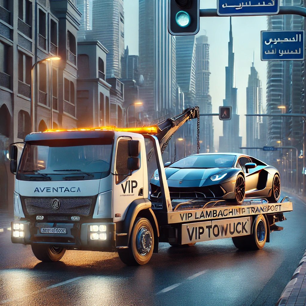 سطحة جدة VIP لنقل سيارة لامبورغيني أفنتادور